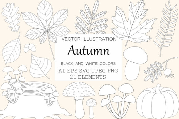 Autumn Black and White Coloring Clipart Review for Real Embroidery Projects