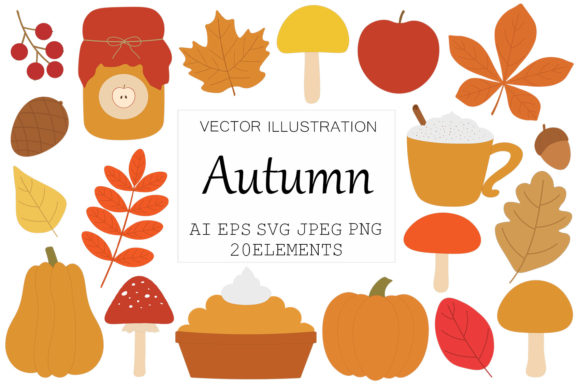 Autumn Leaves. Pumpkin SVG Mushrooms SVG: A Subtle Embroidery Design for Seasonal Projects