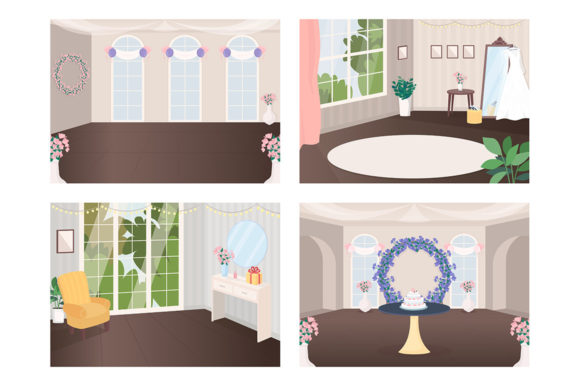 Event Halls Flat Color Illustration Set Review