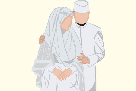 Half Body White Muslim Couple Embroidery Design Review