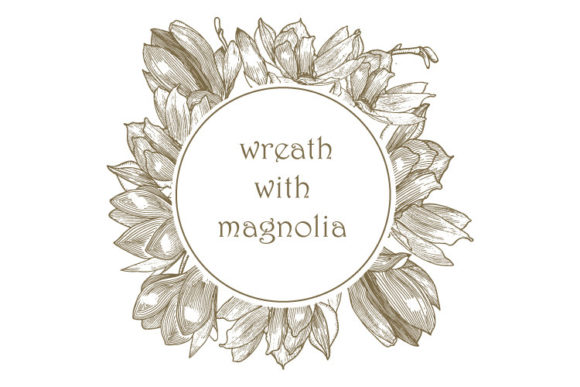 Hand-Drawn Magnolia Wreath for Embroidery Projects