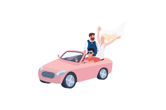 Newlyweds Riding in Car Flat Characters Review